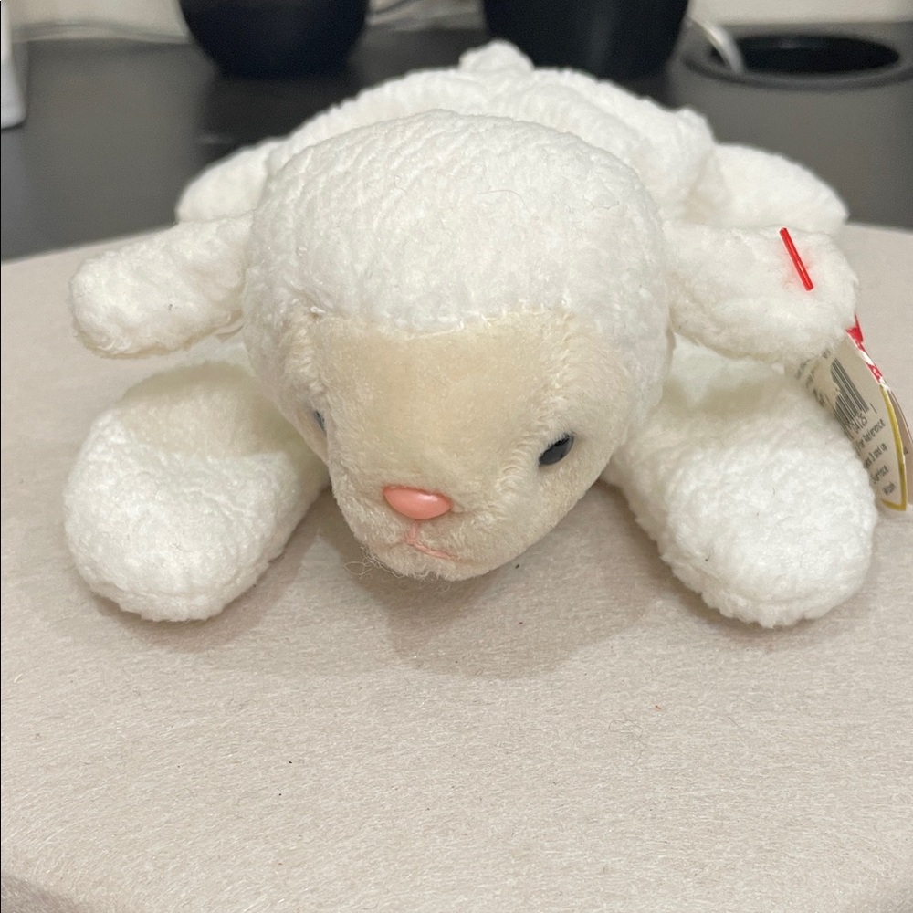 Ty White and Cream Lamb Stuffed Animal “Fleece” born in 1996